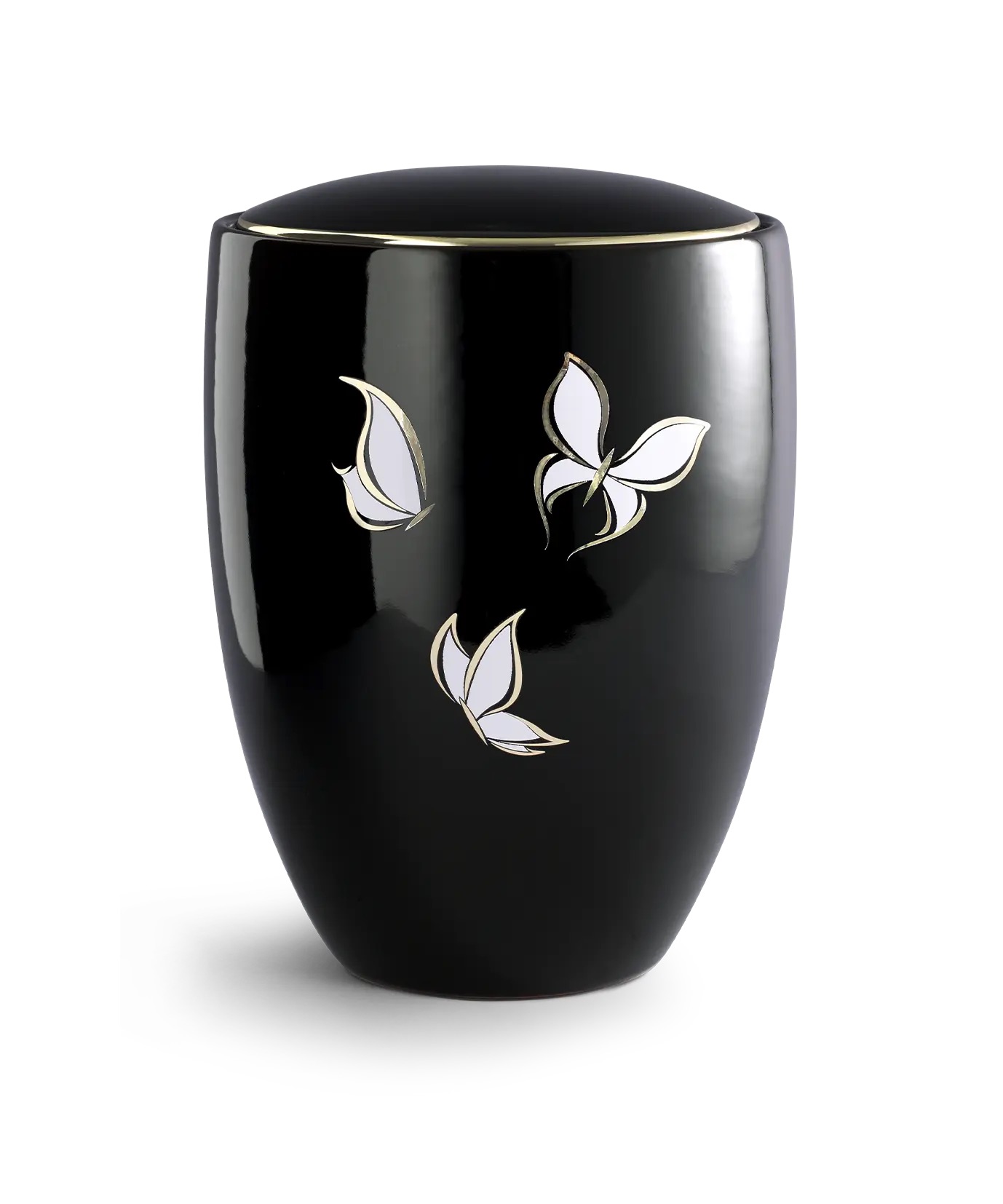 Urne "Florentina Ceramica" schwarz mit Schmetterling