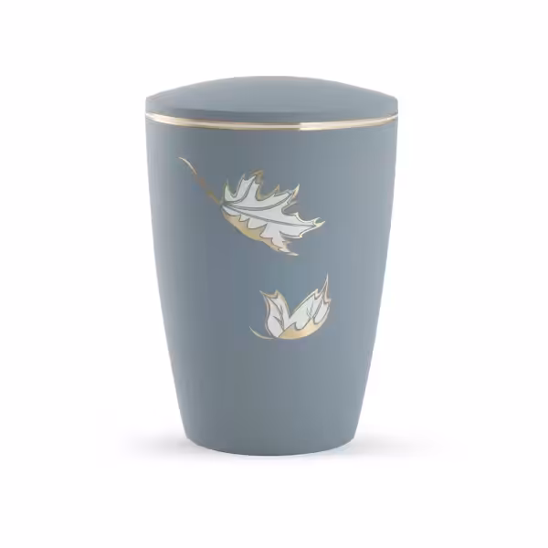 Eine Urne im Stil "Edition Pastell" Mit fallenden Blättern als Ornament