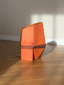 Papierurne orange mit passender Karte